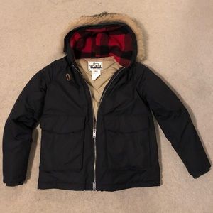 Woolrich Black Down Patrol Parka Fur M Coat